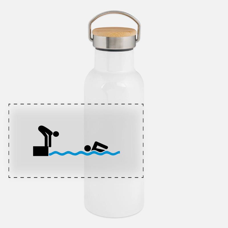 Schwimmen Staffel Panorama Thermosflasche mit Bambusdeckel