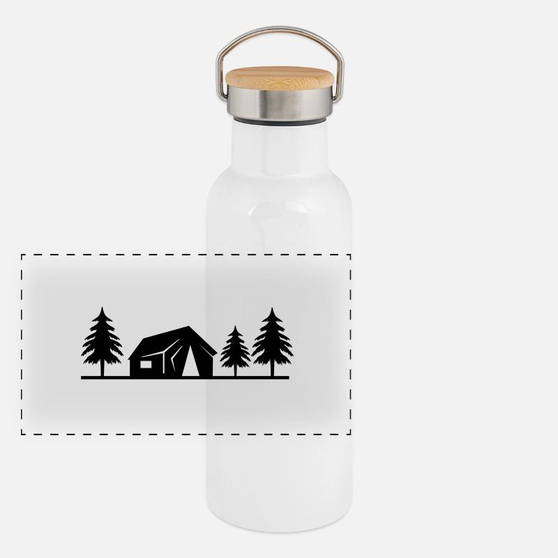hütte im wald Panorama Thermosflasche mit Bambusdeckel
