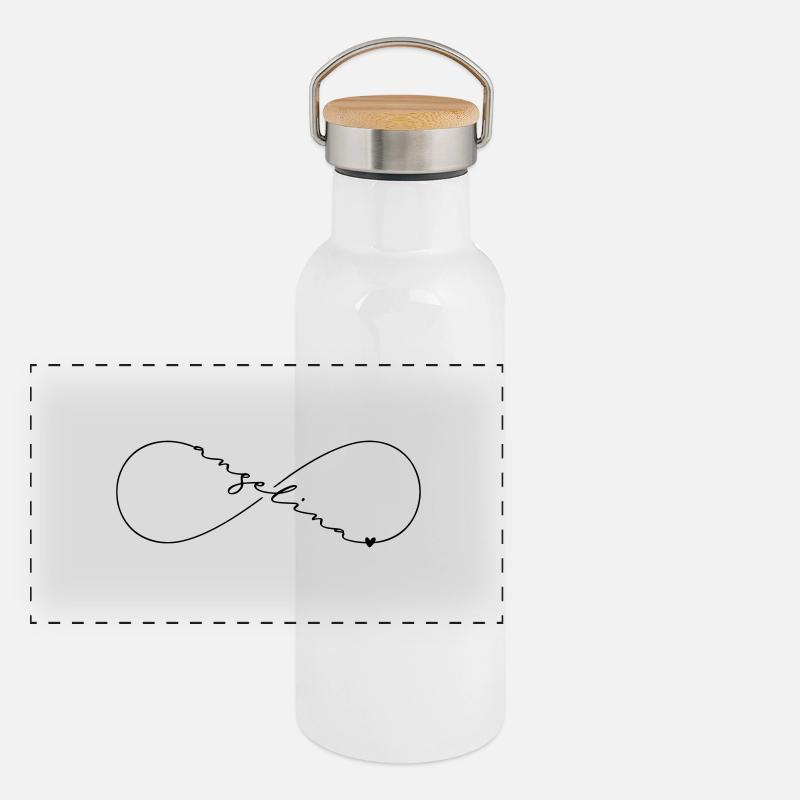 Angelina Nom Symbole de l’Infini Gourde isotherme avec bouchon en bambou