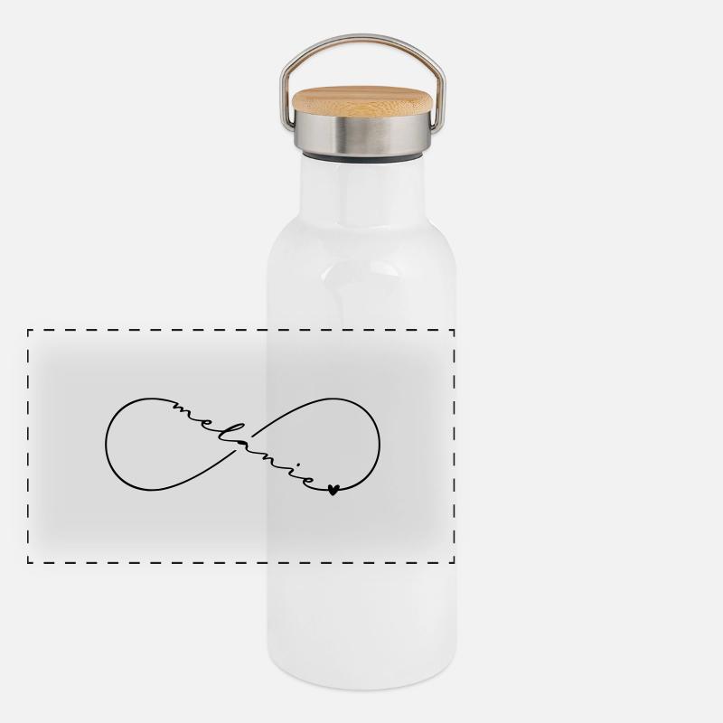 Melanie Name Infinity Symbol Panoramic Thermal Bottle with Bamboo Lid
