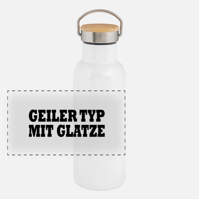 geiler typ mit glatze Panorama Thermosflasche mit Bambusdeckel