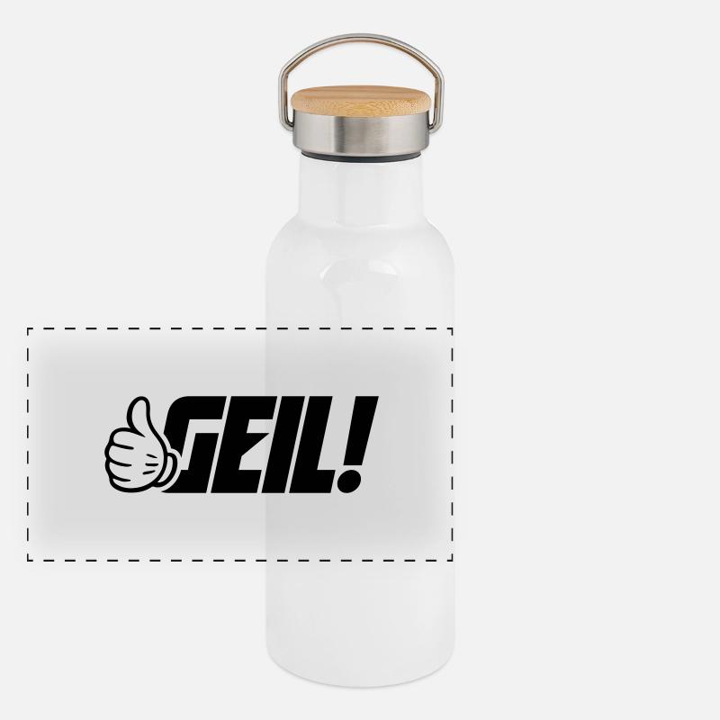 Geil Spruch Panorama Thermosflasche mit Bambusdeckel