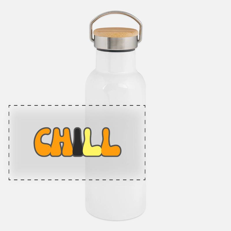 Modern Typography Cool Art Studio Brand Logo chill Panorama Thermosflasche mit Bambusdeckel