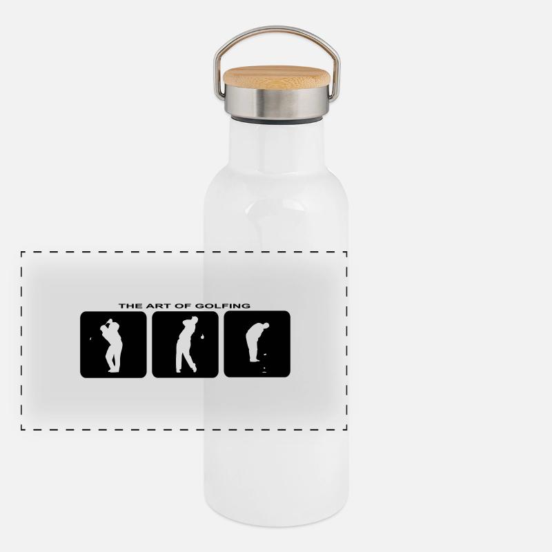 Golf Golf Golfer Driver Sport Golf Panoramic Thermal Bottle with Bamboo Lid