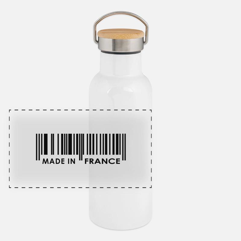 Made in Frankreich Barcode Panorama Thermosflasche mit Bambusdeckel
