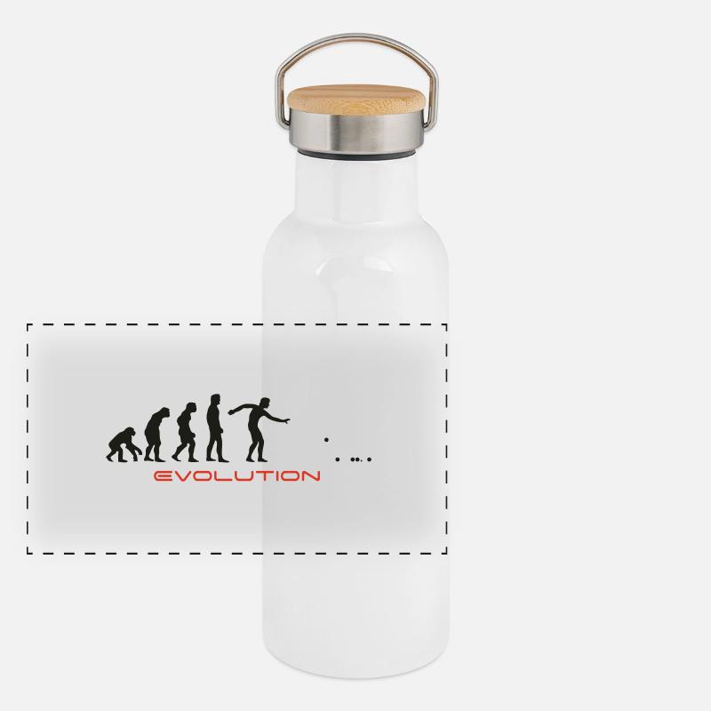 Eigelb Pétanque-T-Shirts Panorama Thermosflasche mit Bambusdeckel
