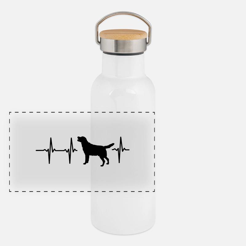 Mon cœur bat pour chiens ! Gourde isotherme avec bouchon en bambou