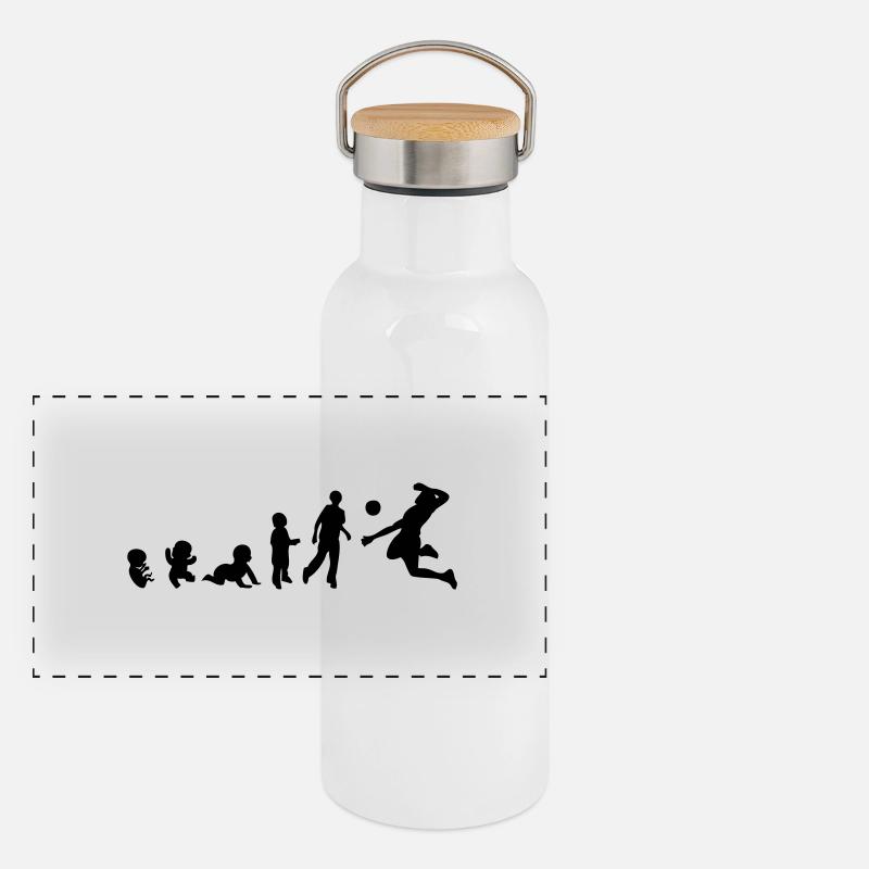 Entwicklung der Menschenrechte Sportarten Panorama Thermosflasche mit Bambusdeckel