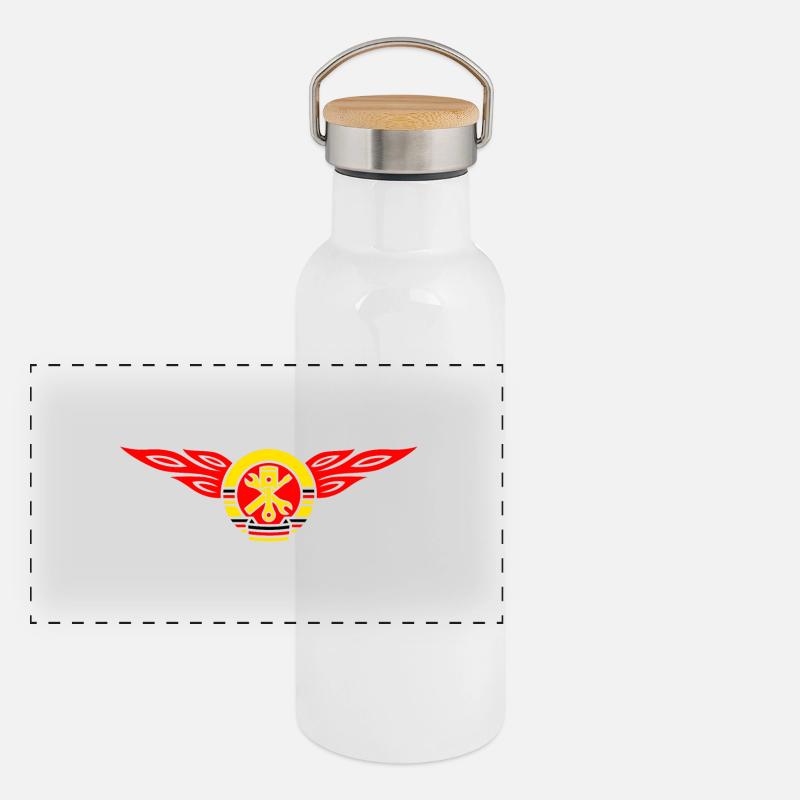 Car flames crest 3c Panoramic Thermal Bottle with Bamboo Lid