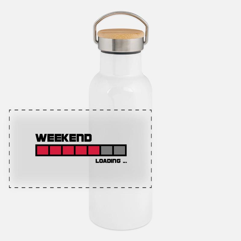 Loading Weekend | Fun t-shirt printing - Panoramic Thermal Bottle with Bamboo Lid - white