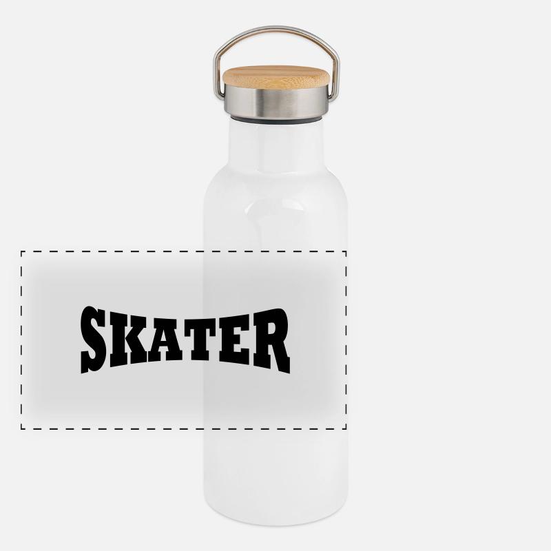 Skater Schiftzug - Panoramic Thermal Bottle with Bamboo Lid - white