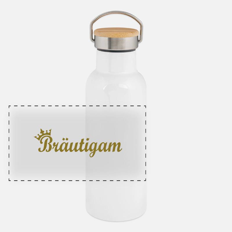 Bräutigam Panorama Thermosflasche mit Bambusdeckel
