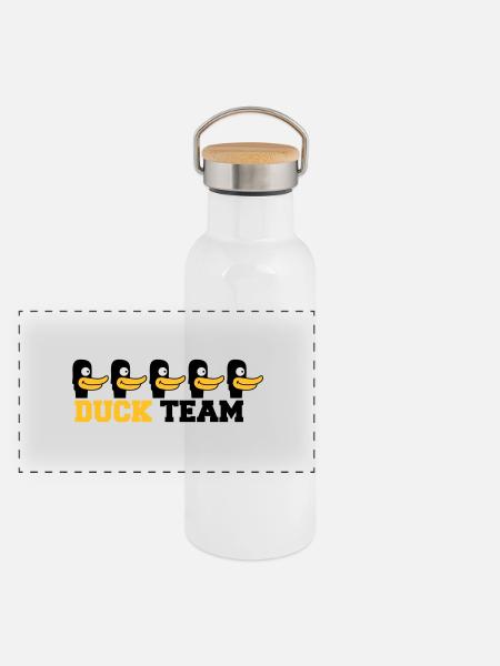 Duck Team - Panorama Thermosflasche mit Bambusdeckel - Weiß - Vorne