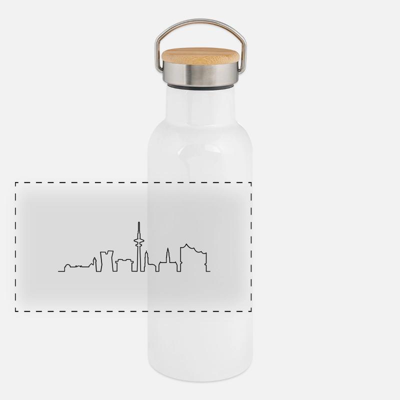Skyline von HAMBURG, HH Panorama Panorama Thermosflasche mit Bambusdeckel