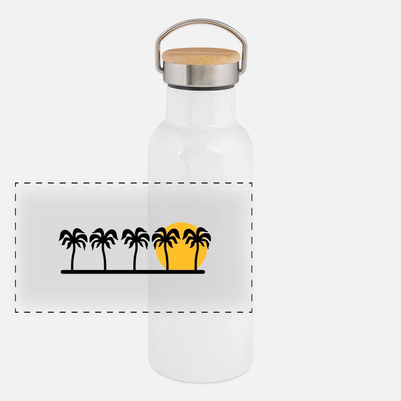 palm trees Panoramic Thermal Bottle with Bamboo Lid