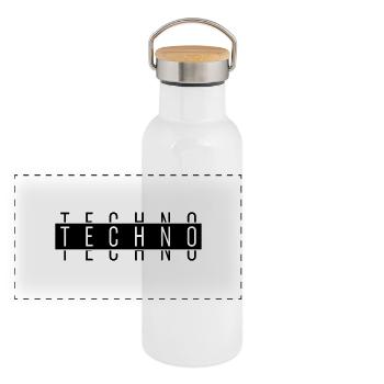 TECHNO TECHNO TECHNO - Gourde isotherme avec bouchon en bambou - blanc - Devant