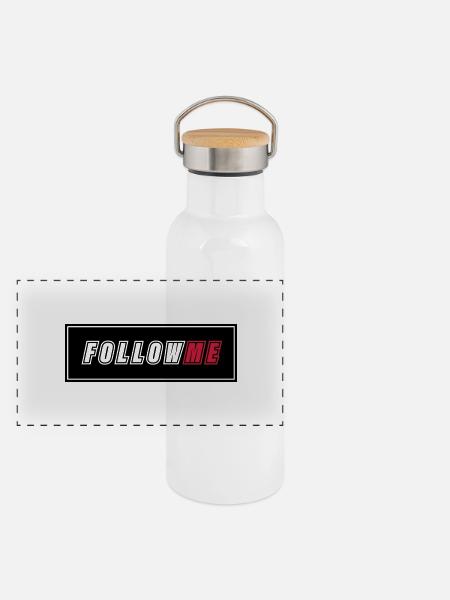 FOLLOW ME - Panorama Thermosflasche mit Bambusdeckel - Weiß - Vorne