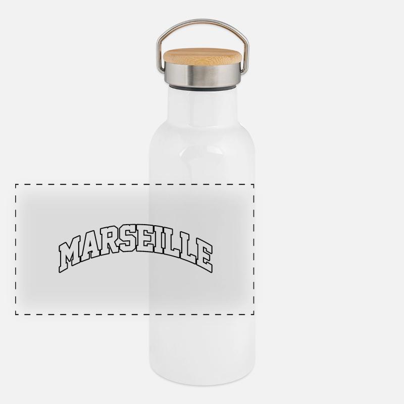 Marseille logo: Mediterranean collegiate design Panoramic Thermal Bottle with Bamboo Lid