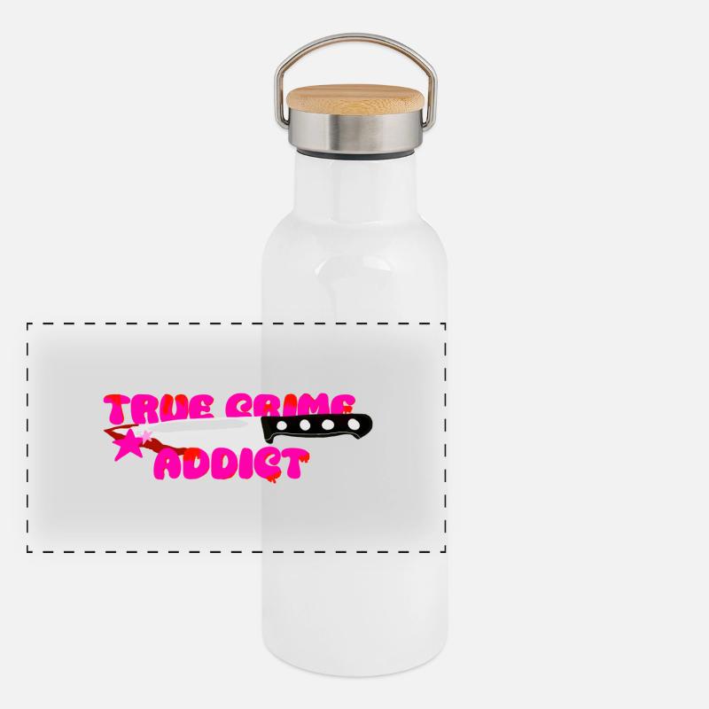 Addiction au True Crime Gourde isotherme avec bouchon en bambou