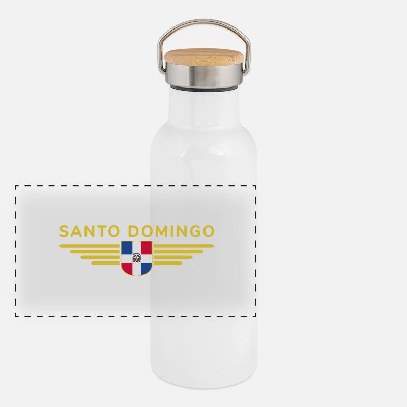 Conception de t-shirt Santo Domingo Gourde isotherme avec bouchon en bambou