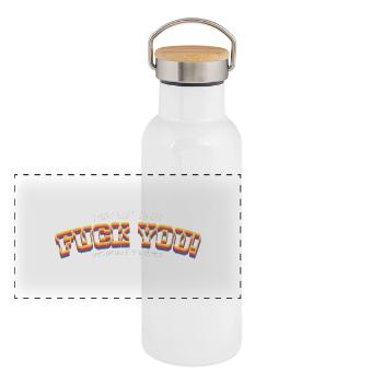 Don't givve fuck - Panoramic Thermal Bottle with Bamboo Lid - white - Front
