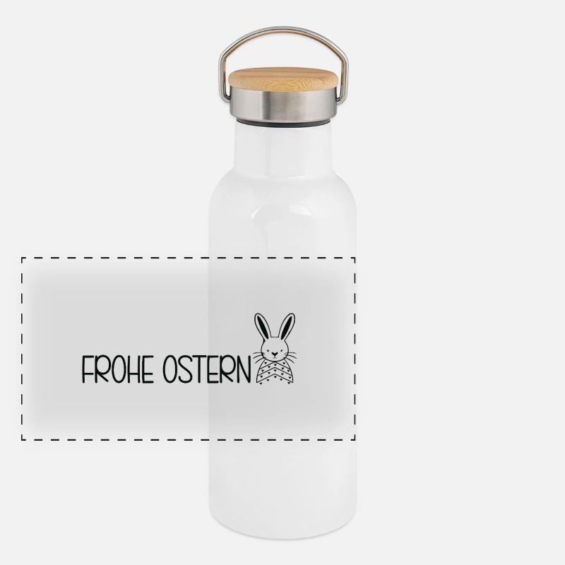 Frohe Ostern 🐰🌸 Panorama Thermosflasche mit Bambusdeckel
