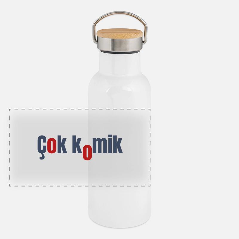 Cok Comic Grey Red Panoramic Thermal Bottle with Bamboo Lid