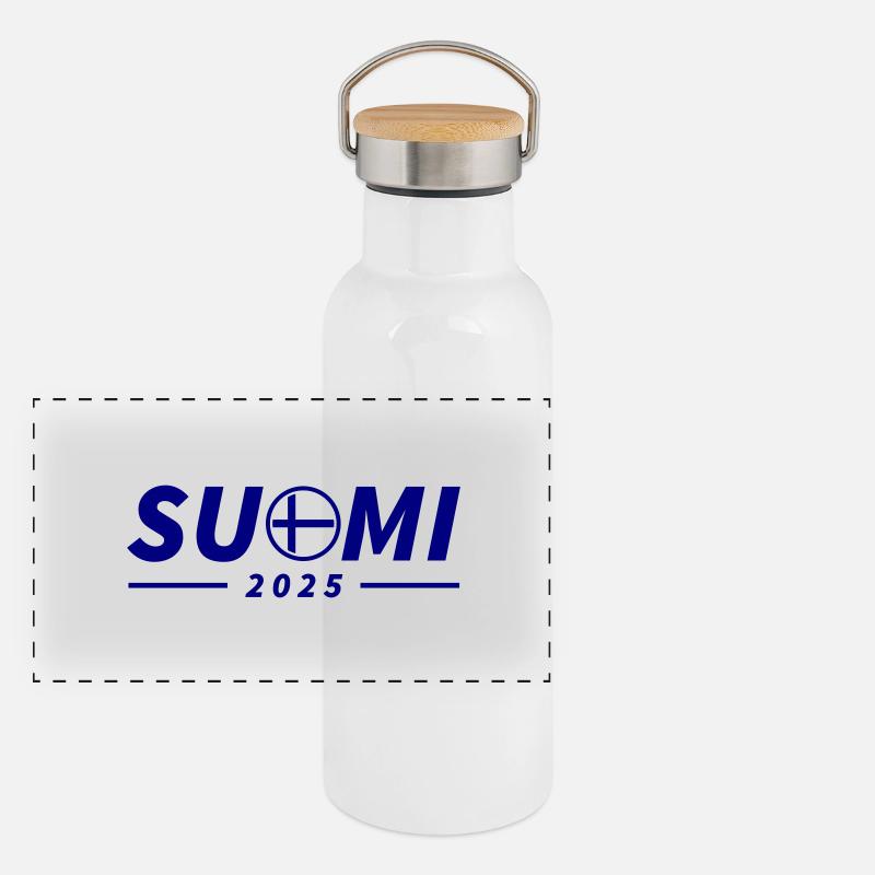 Finlande 2025 Suomi Gourde isotherme avec bouchon en bambou