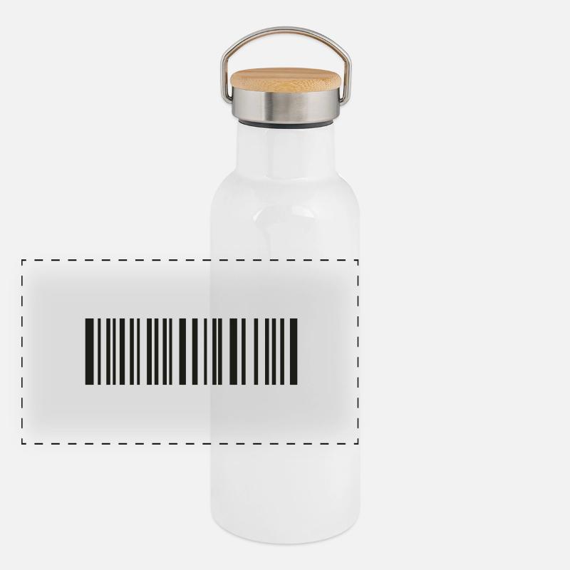Barcode Panorama Thermosflasche mit Bambusdeckel