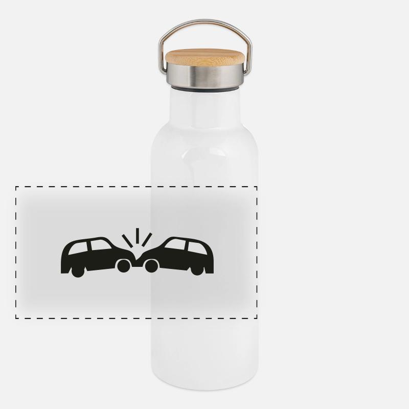 Car Crash Panorama Thermosflasche mit Bambusdeckel