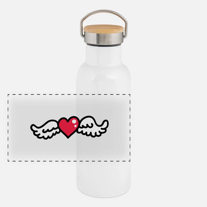 Ailes de coeur de 3 Gourde isotherme avec bouchon en bambou