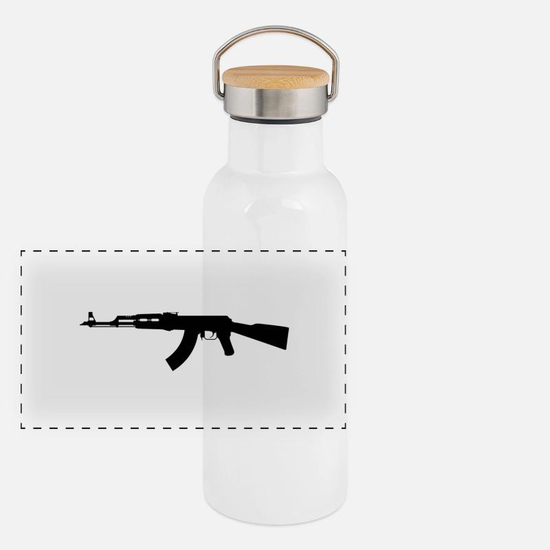 AK 47 Gourde isotherme avec bouchon en bambou