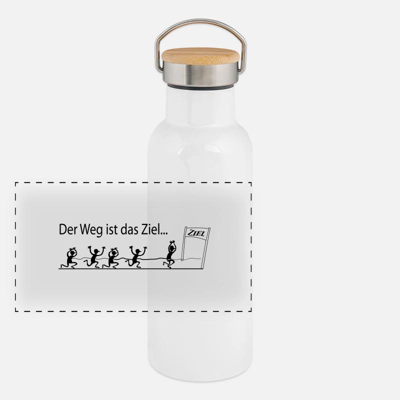 DAS ZIEL - MARATHON Panorama Thermosflasche mit Bambusdeckel