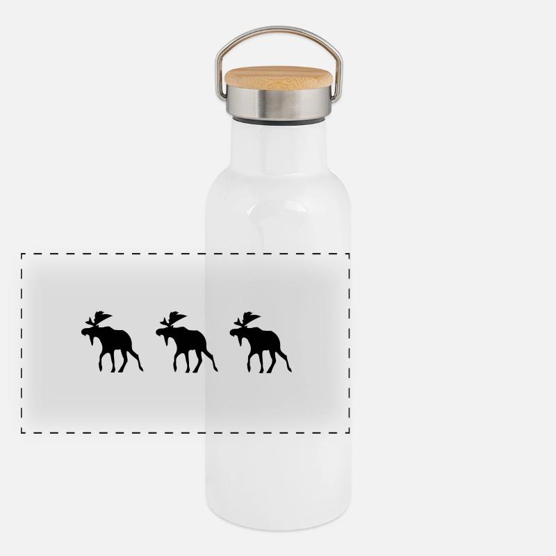 drei elche Panorama Thermosflasche mit Bambusdeckel