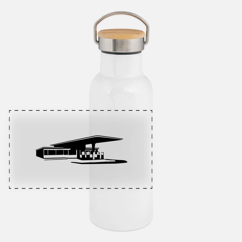 Tankstelle Panorama Thermosflasche mit Bambusdeckel