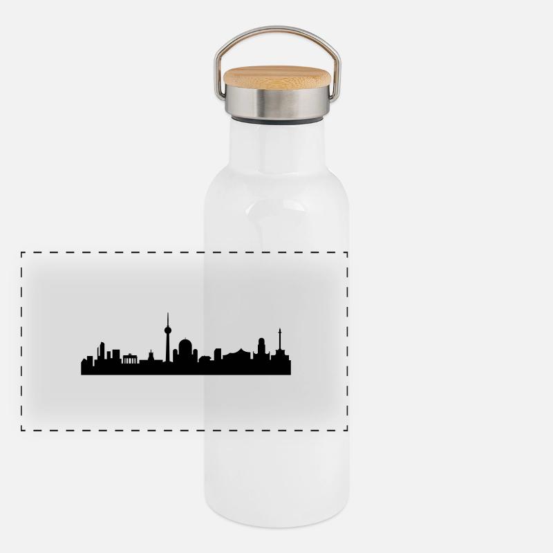 Skyline Berlin Panorama Thermosflasche mit Bambusdeckel