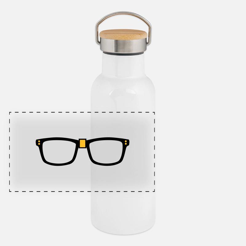 Brille - Nerd Panorama Thermosflasche mit Bambusdeckel