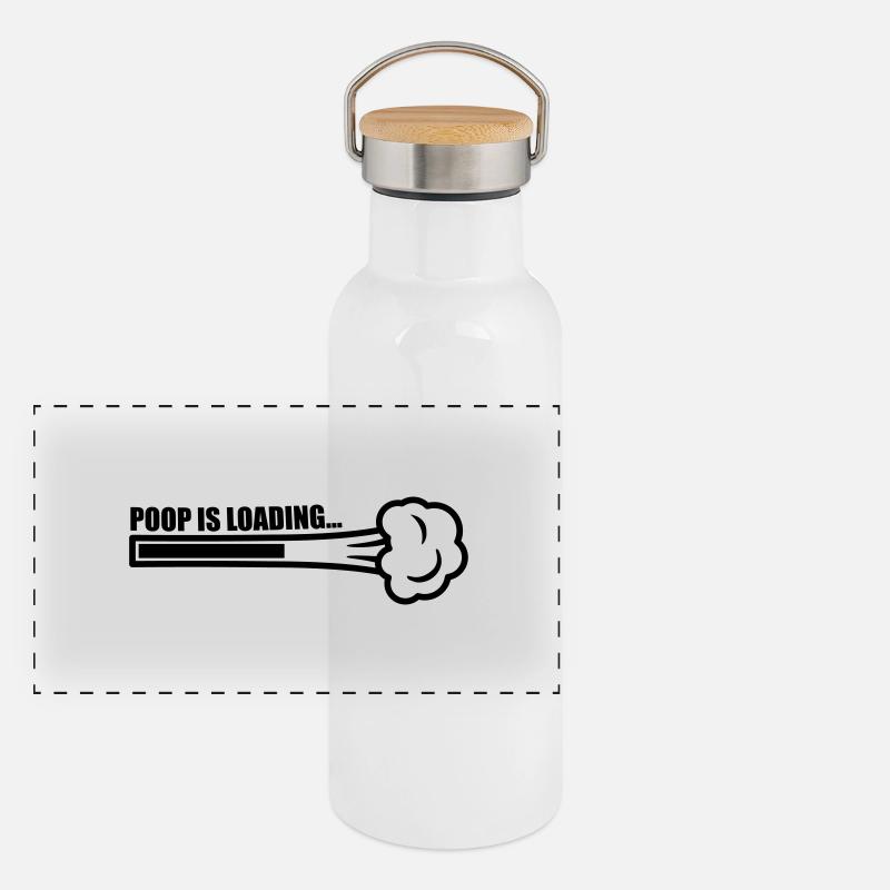 Poop Is Loading Panorama Thermosflasche mit Bambusdeckel