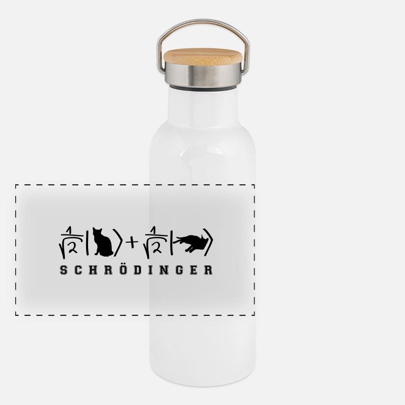 Schrödinger Katze Panorama Thermosflasche mit Bambusdeckel