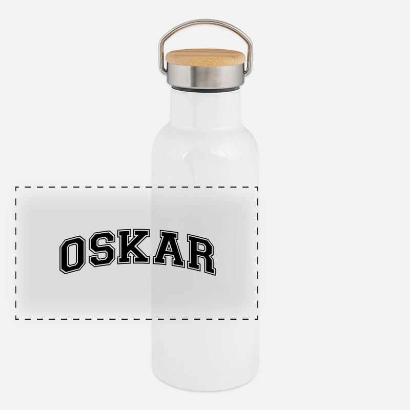 oskar name arched college style text Panoramic Thermal Bottle with Bamboo Lid
