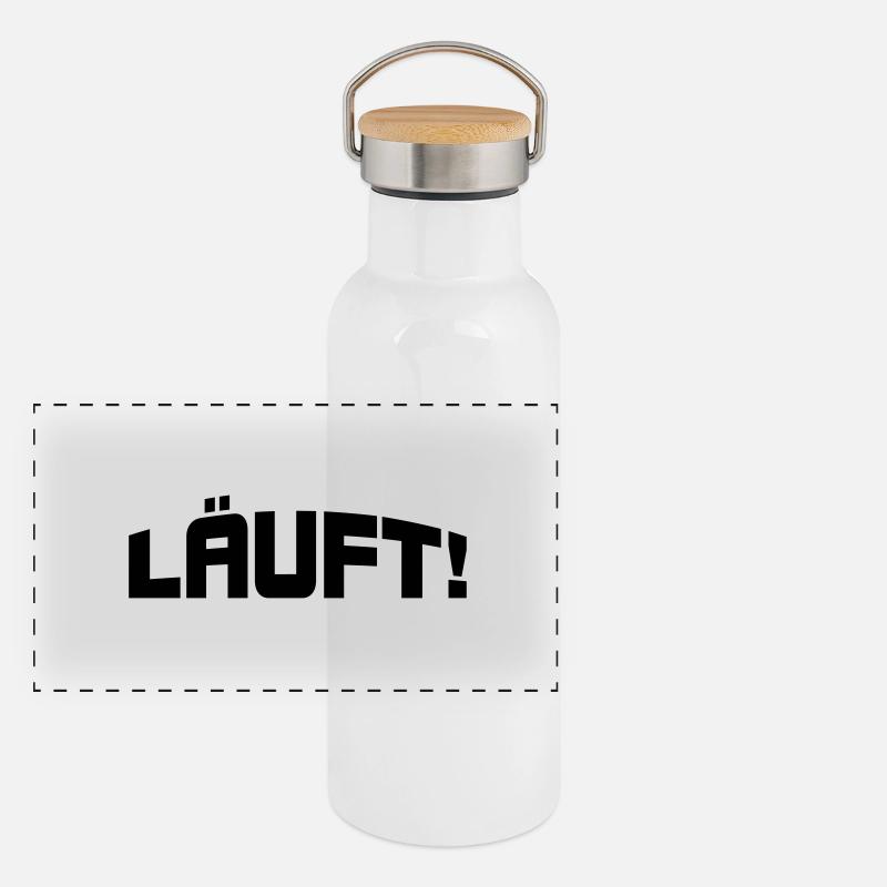 Läuft! Panorama Thermosflasche mit Bambusdeckel