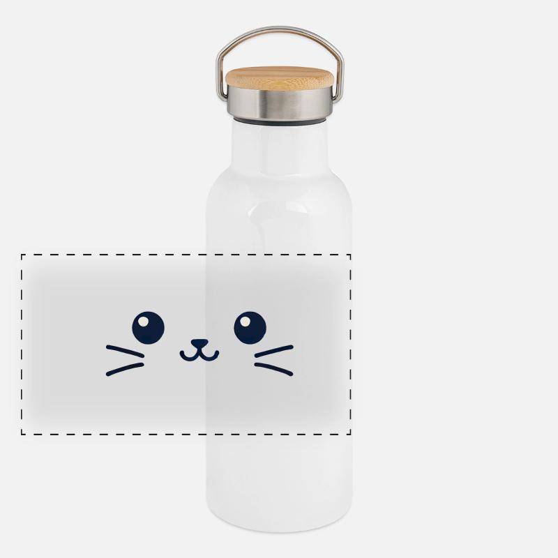 Chat Mystère: Minimalisme Élégant Gourde isotherme avec bouchon en bambou