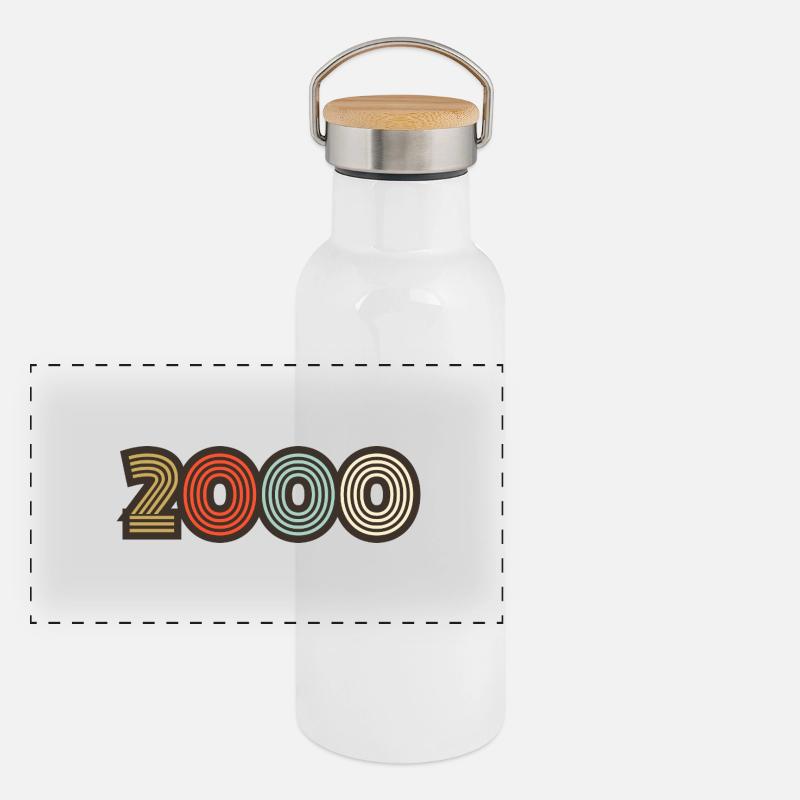 2000 rétro vintage Gourde isotherme avec bouchon en bambou