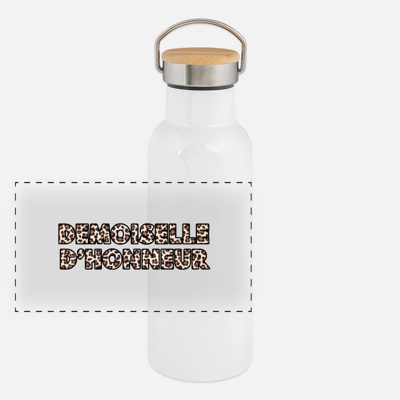 Leopard Brautjungfer Panorama Thermosflasche mit Bambusdeckel