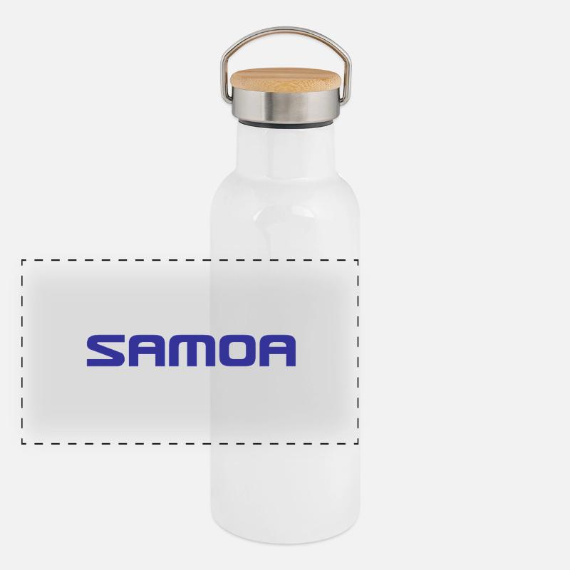 Samoa Logo - Polynesien - Südsee Panorama Thermosflasche mit Bambusdeckel