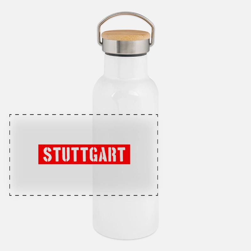 Stuttgart - Baden-Württemberg Panorama Thermosflasche mit Bambusdeckel