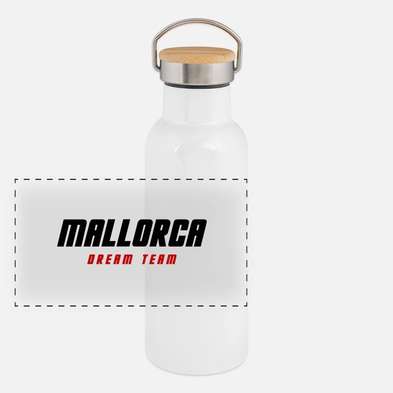 Mallorca Dream Team Panorama Thermosflasche mit Bambusdeckel