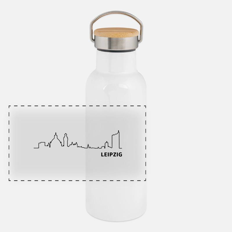 Leipzig Panorama Thermosflasche mit Bambusdeckel
