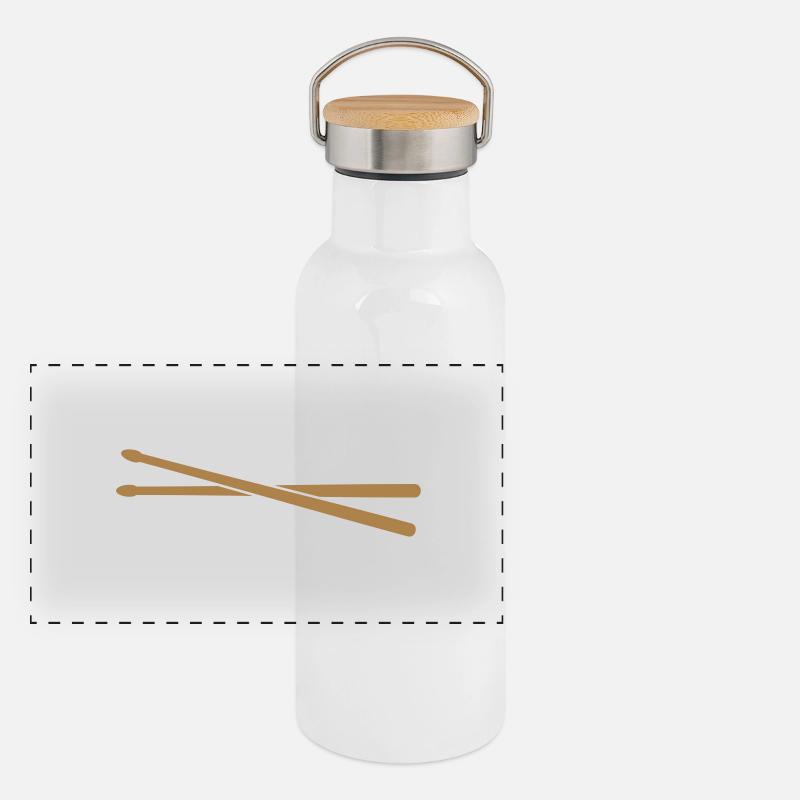 drumsticks Schlagzeuger, Schlagzeug Panorama Thermosflasche mit Bambusdeckel