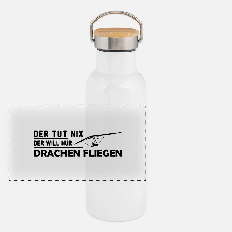 der will nur hängegleiten Geschenk Panorama Thermosflasche mit Bambusdeckel